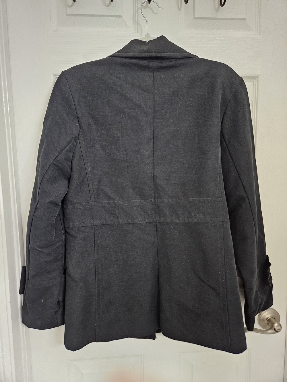 Merona Black Single-Breasted Trench Coat - Size Large Woman's - Picture 11 of 16